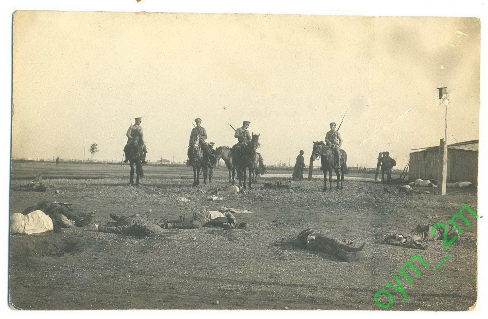 Поле боя возле Троицка, 18 июня 1918 г. Это русско-чехословацкий части. Первое боестолкновение одностаничных казаков красных и белых.